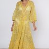 Dresses Juliet Dunn | Mosaic Print Loose Maxi Dress In Ochre