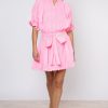 Dresses Juliet Dunn | Poplin Blouson In Pink With Ric Rac Embroidery Candy