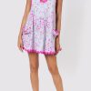 Dresses Juliet Dunn | Ditsy Floral Low Back Dress With Ric Rac In Pale Blue Pale Bluefuchsia