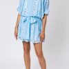 Dresses Juliet Dunn | Blouson Dress With Paillette Embroidery In Blue