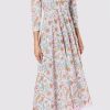 Dresses Juliet Dunn | Floral Print Maxi Shirt Dress In White