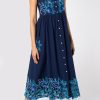 Dresses Juliet Dunn | Contrast Cut Out Tie Shoulder Dress In Indigo Indigo Blue