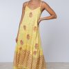 Dresses Juliet Dunn | Silk V Neck Midi Dress With Sequin Embroidery Saffron