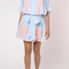 Dresses Juliet Dunn | Pale Blue Blouson Dress With Neon Peach Embroidery Pale Blueneon Peachneon