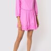 Dresses Juliet Dunn | Washed Neon Orchid Poplin Batwing Mini Dress Washed Orchid