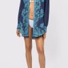 Cover Ups Juliet Dunn | Shirt With Rose Border Print Indigo