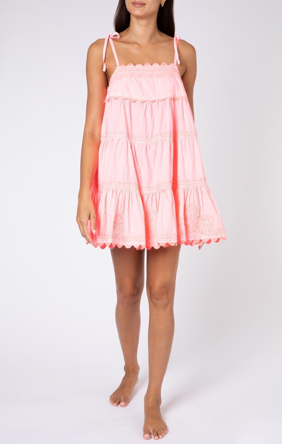 Dresses Juliet Dunn | Poplin Trapeze Mini Dress Washed Coral