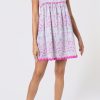 Dresses Juliet Dunn | Ditsy Floral Print Tie Shoulder Baby Doll Dress In Pale Blue Pale Blue Fuchsia