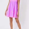 Dresses Juliet Dunn | Violet Baby Doll Dress With Contrast Embroidery Violetneon Peach