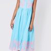 Dresses Juliet Dunn | Contrast Cut Out Tie Shoulder Dress In Blue Blue Neon Pink