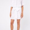 Dresses Juliet Dunn | Blouson Dress With Embroidery White