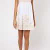 Dresses Juliet Dunn | Rose Border Baby Doll Dress In Peach White Peachgreen