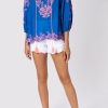 Tops & Shirts Juliet Dunn | Royal Blue Boho Top With Contrast Embroidery Royal Blue Neon Peach