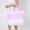 Bags Juliet Dunn | The Beach Tote In Pink Dhaka Print White Neon Pink