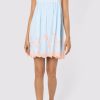 Dresses Juliet Dunn | Pale Blue Baby Doll Dress With Contrast Embroidery Pale Blue Neon Peach