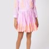 Dresses Juliet Dunn | Pale Pink Long Sleeve Beach Dress With Cut Out Embroidery Pale Pink Neon Peach