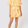 Dresses Juliet Dunn | Poplin Blouson With Ric Rac Detail In Washed Apricot