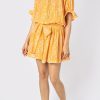 Dresses Juliet Dunn | Small Flower Block Print Blouson Dress In Apricot