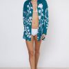 Cover Ups Juliet Dunn | Petrol Majorelle Print Shirt Petrol White