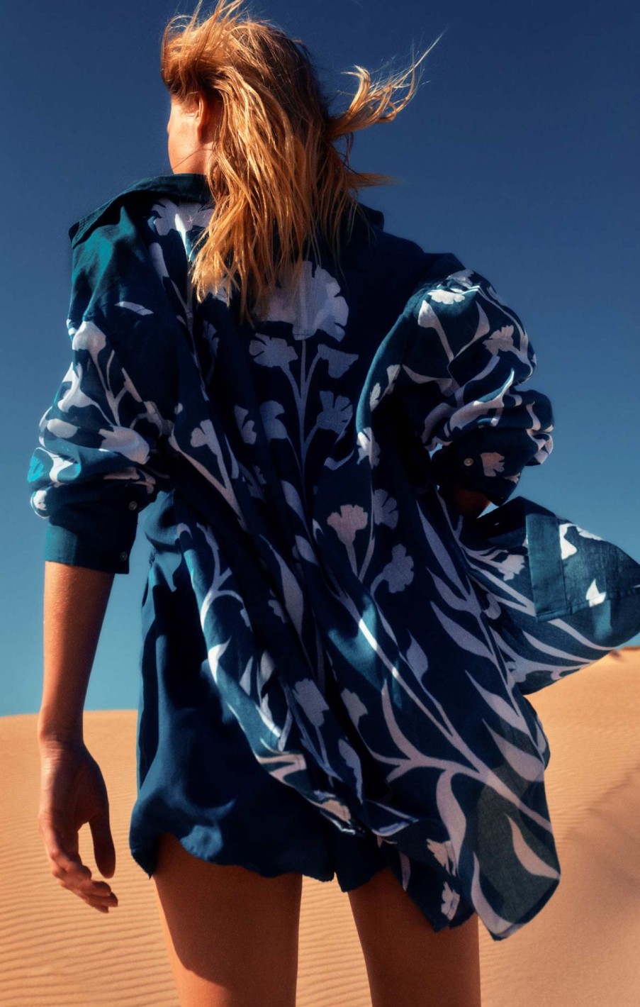 Cover Ups Juliet Dunn | Petrol Majorelle Print Shirt Petrol White