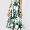 Dresses Juliet Dunn | Bow Back Dress In Green Palm Print Green Neon Pink