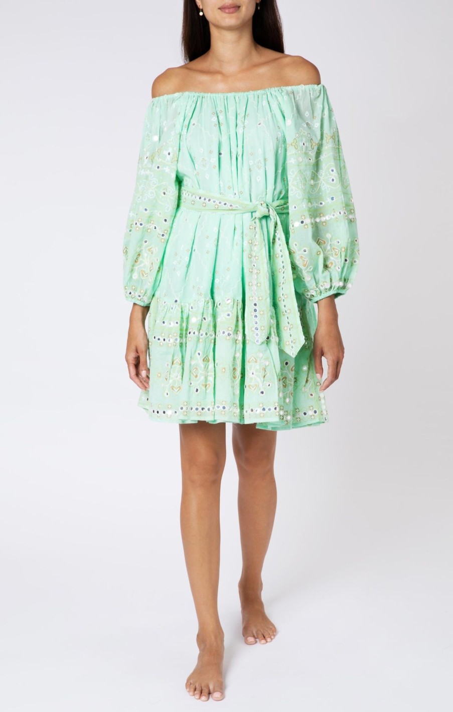 Dresses Juliet Dunn | Mosaic Print Boho Dress Mint