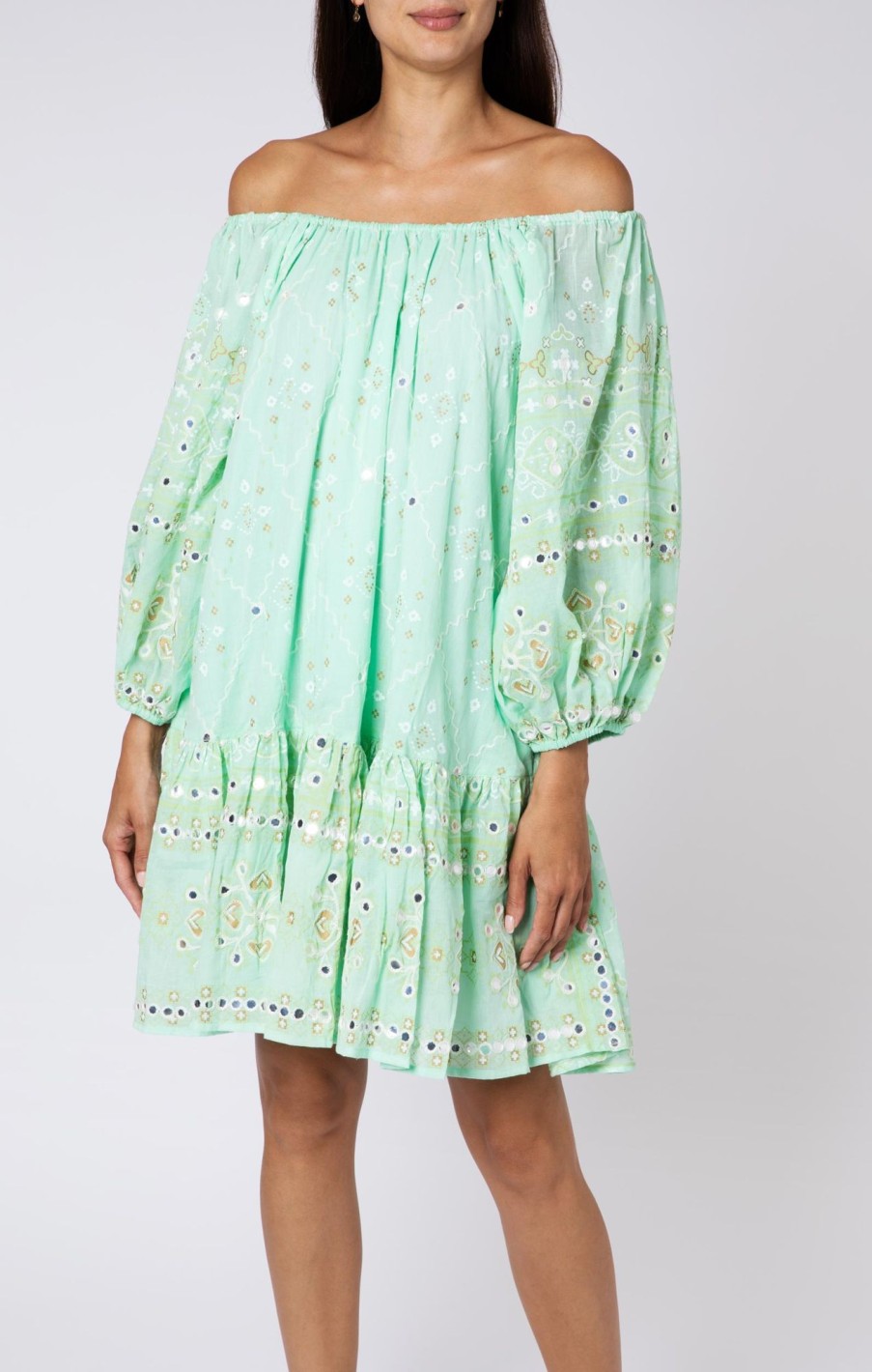 Dresses Juliet Dunn | Mosaic Print Boho Dress Mint