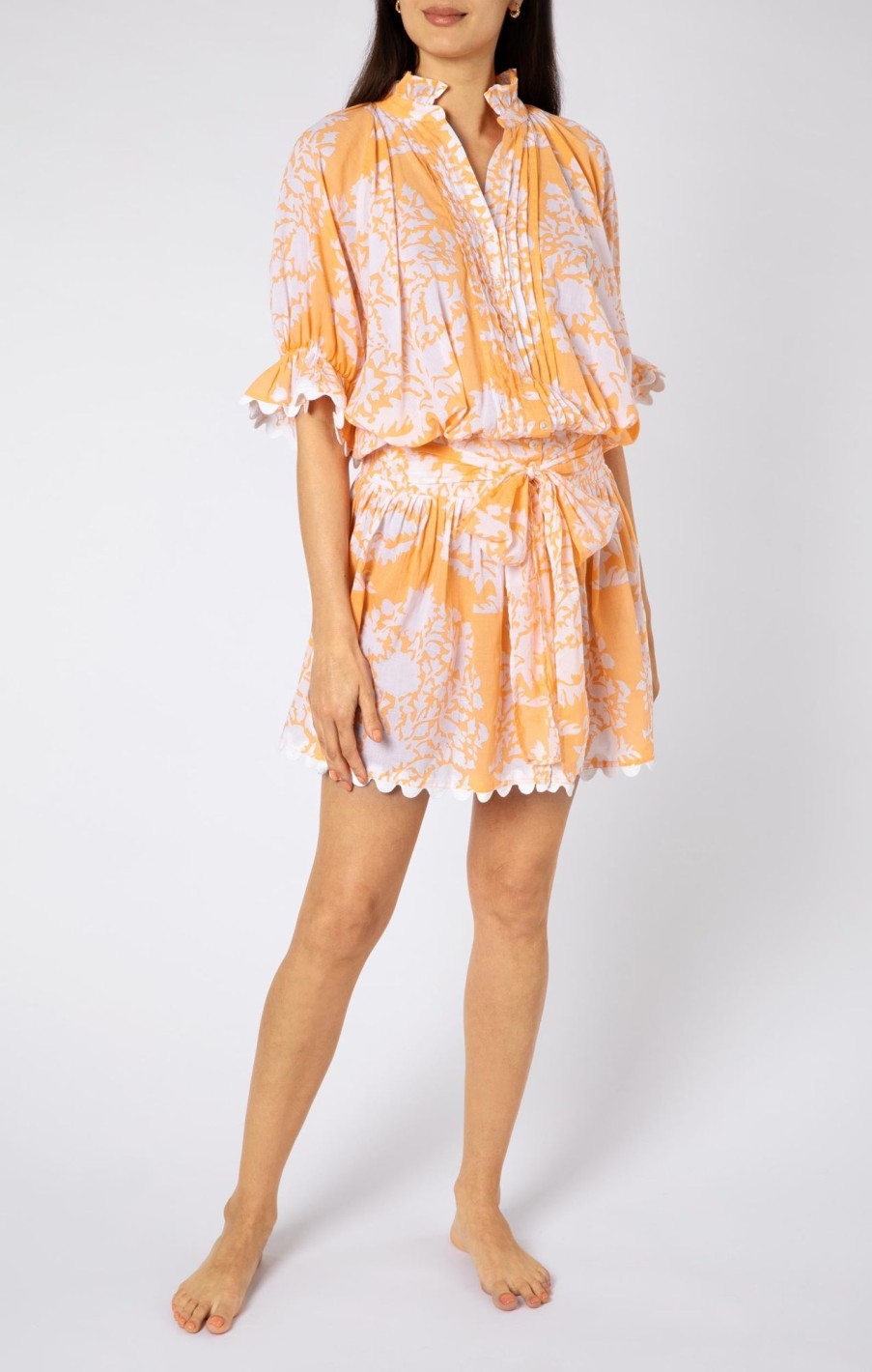 Dresses Juliet Dunn | Blouson Dress In Palladio Print Apricot