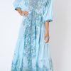 Dresses Juliet Dunn | Rose Border Loose Fit Maxi Dress In Sky Blue