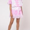 Dresses Juliet Dunn | Blouson Dress In Pink Dhaka Print White Pink