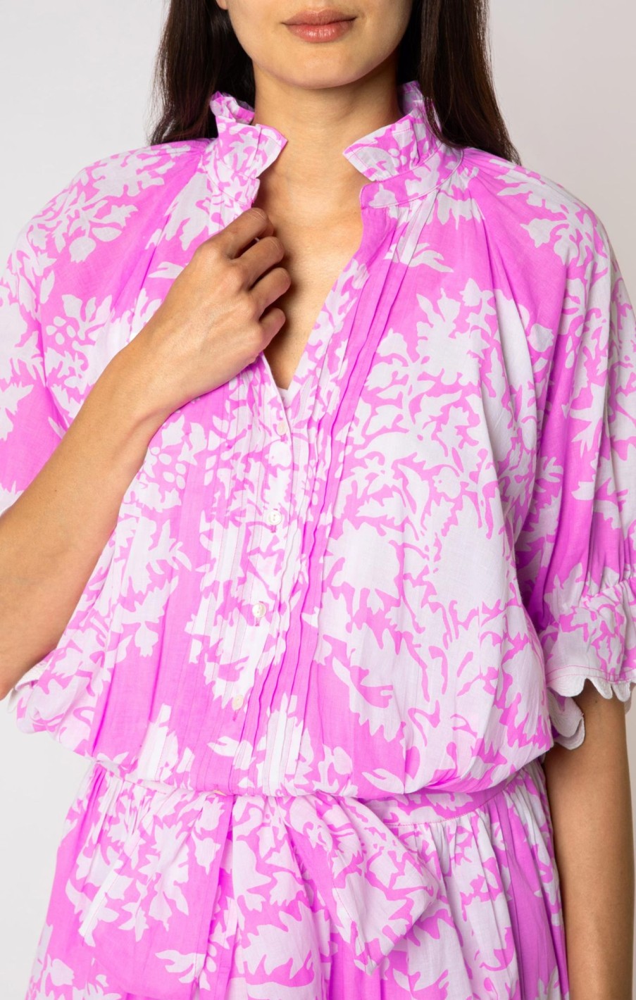 Dresses Juliet Dunn | Palladio Print Blouson Dress In Orchid