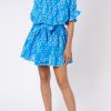 Dresses Juliet Dunn | Small Flower Block Print Blouson Dress In Sapphire