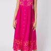 Dresses Juliet Dunn | Contrast Cut Out Tie Shoulder Dress In Fuchsia Fuchsia Neon