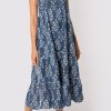 Dresses Juliet Dunn | Long Swing Dress In Small Flower Block Print Midnight