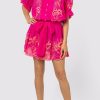 Dresses Juliet Dunn | Contrast Cut Out Fuchsia Blouson Dress Fuchsia Neon