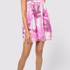 Dresses Juliet Dunn | Palm Print Tie Shoulder Baby Doll Dress In Pink Pink Neon Orange