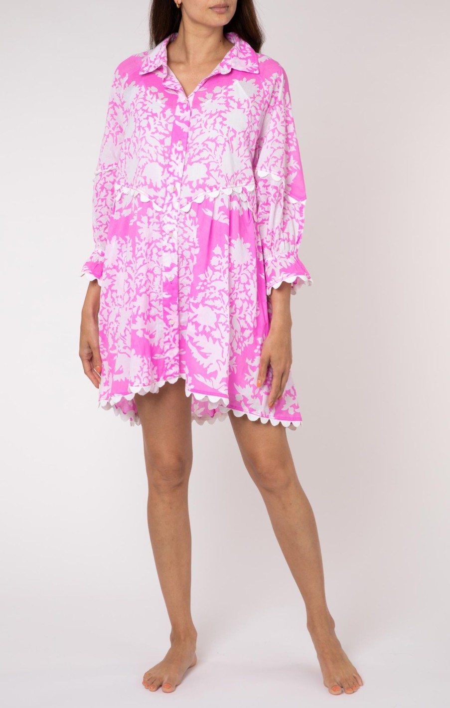 Dresses Juliet Dunn | Palladio Print Shirt Dress In Orchid