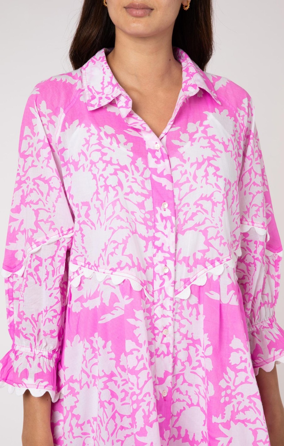 Dresses Juliet Dunn | Palladio Print Shirt Dress In Orchid