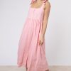 Dresses Juliet Dunn | Tie Shoulder Dress With Cut Out Embroidery In Flamingo Pink