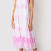 Dresses Juliet Dunn | Long Swing Dress In Neon Pink Dhaka Print White Neon Pink