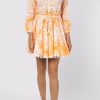 Dresses Juliet Dunn | Long Sleeve Beach Dress In Palladio Print Apricot