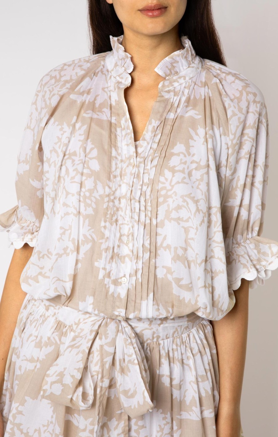 Dresses Juliet Dunn | Palladio Print Blouson Dress Sandstone