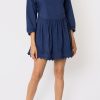 Dresses Juliet Dunn | Poplin Batwing Mini Dress Indigo