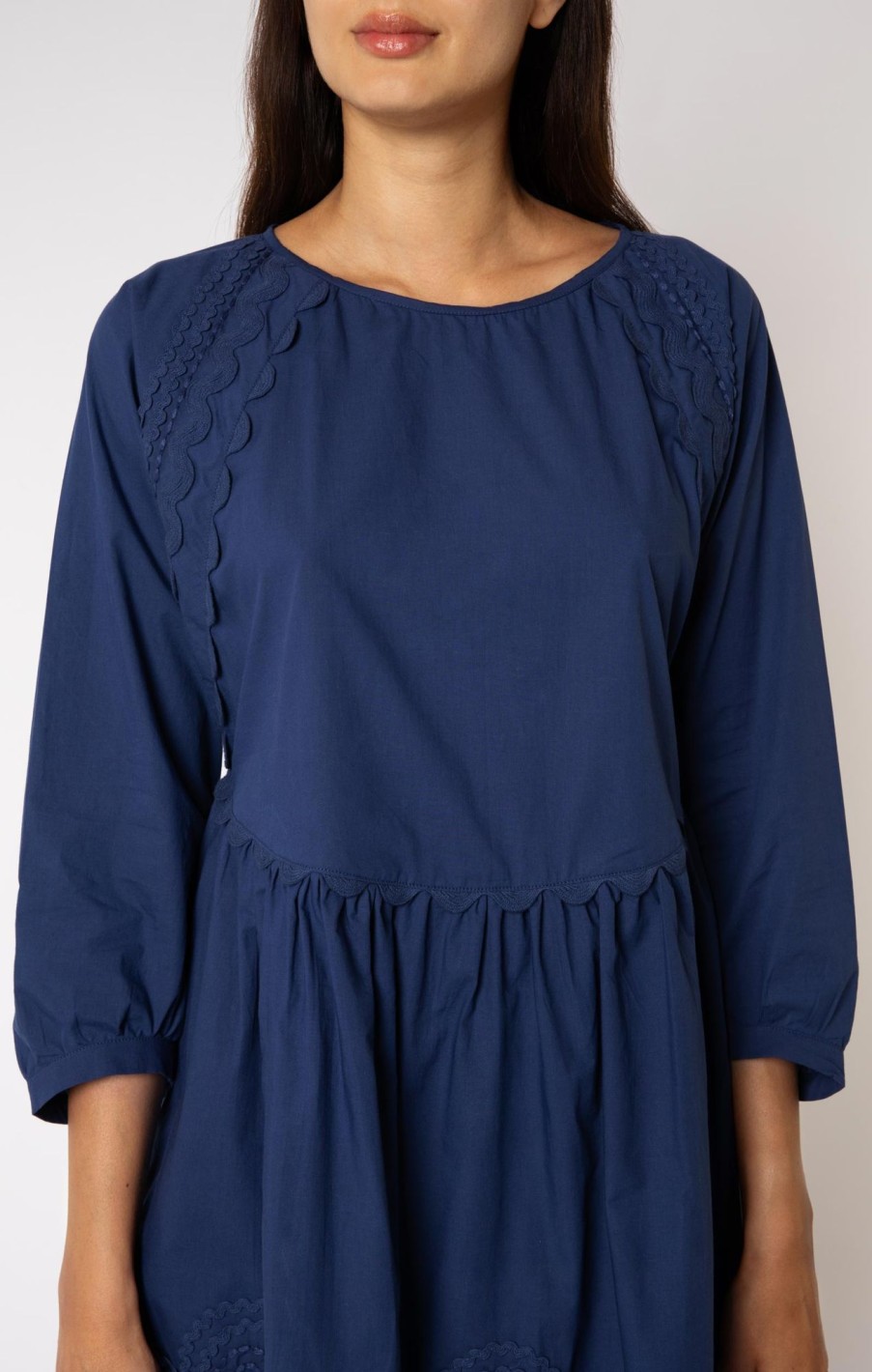 Dresses Juliet Dunn | Poplin Batwing Mini Dress Indigo