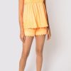 Tops & Shirts Juliet Dunn | Washed Neon Apricot Poplin Baby Doll Top With Tie Shoulders Washed Apricot