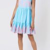 Dresses Juliet Dunn | Contrast Cut Out Sundress In Blue With Pink Embroidery Blueneon Pink