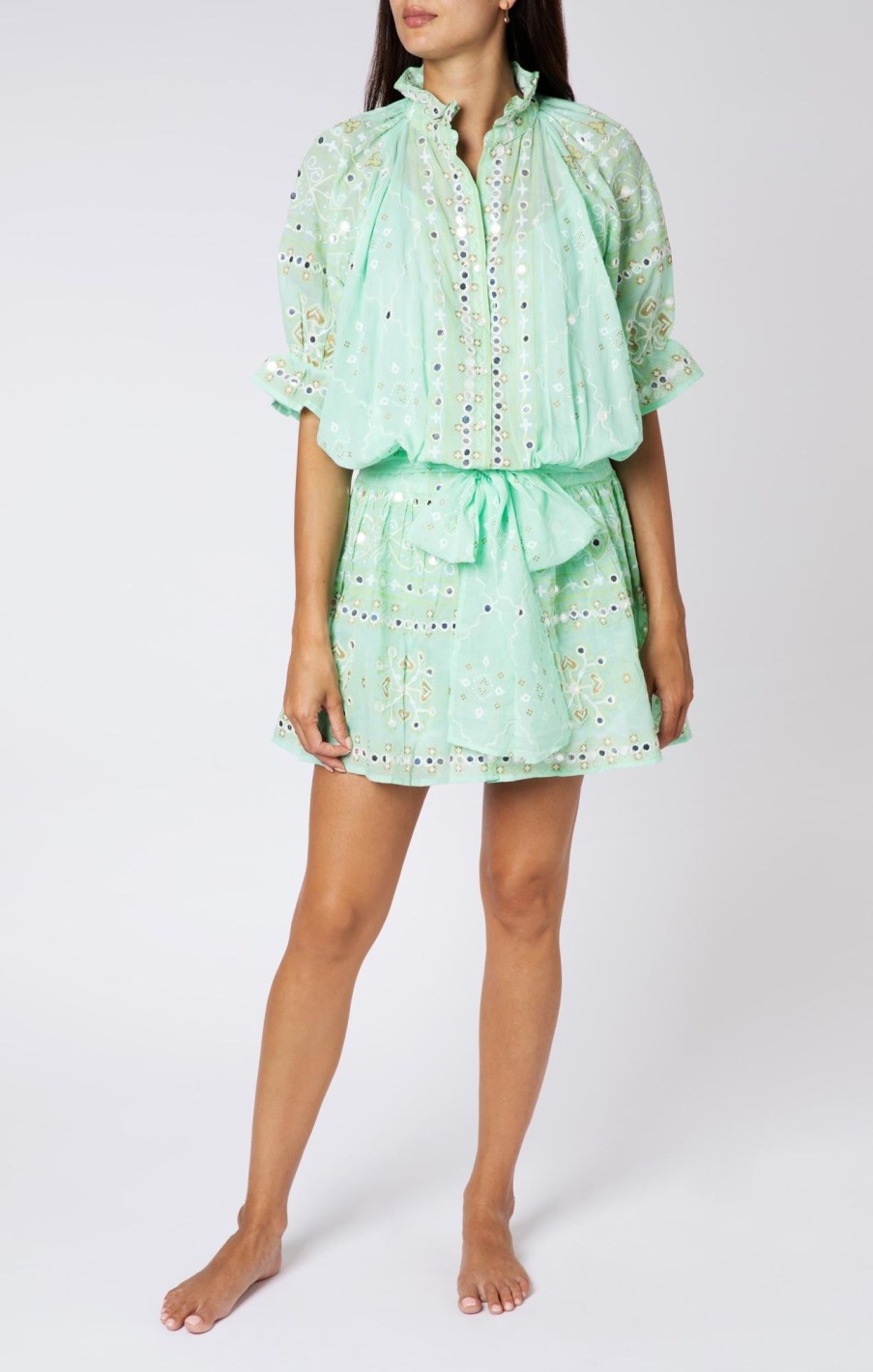 Dresses Juliet Dunn | Mosaic Print Blouson Dress Mint