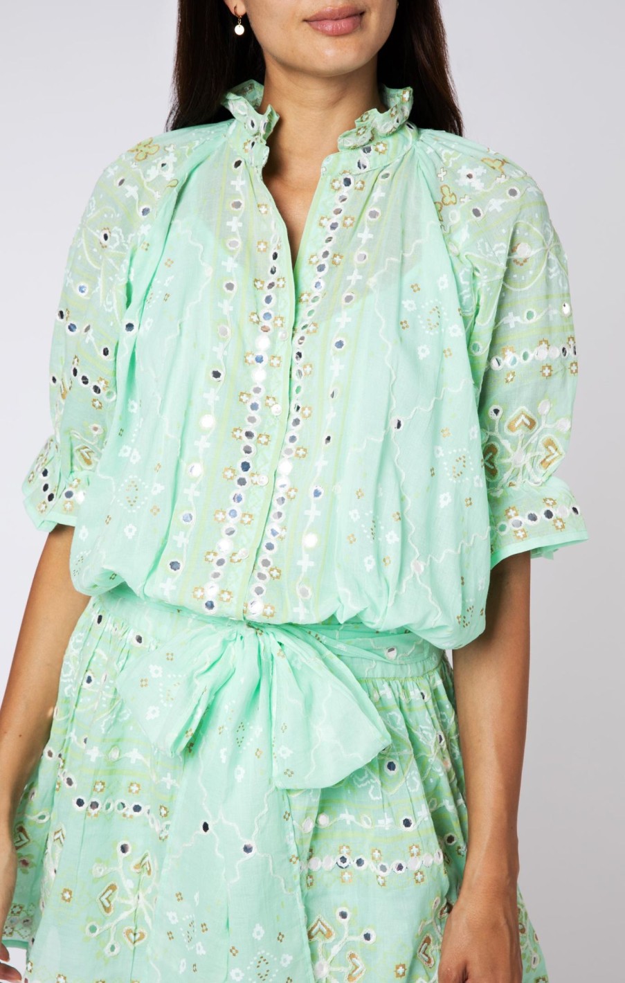 Dresses Juliet Dunn | Mosaic Print Blouson Dress Mint