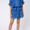 Dresses Juliet Dunn | Mosaic Print Blouson Dress Royal Blue