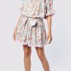 Dresses Juliet Dunn | Floral Print Blouson Dress In White